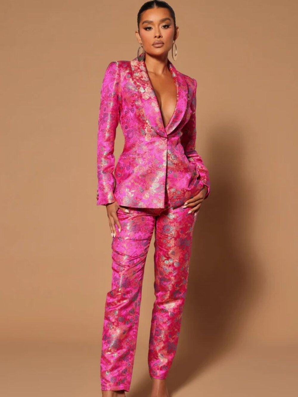 Pretty In Pink Embroidered Suit Set - Fuchsia